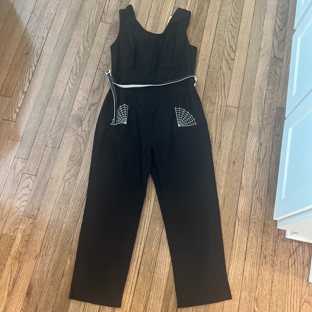 Boulevard Nights Black Jumper with Spider Web Accents on Front Pockets